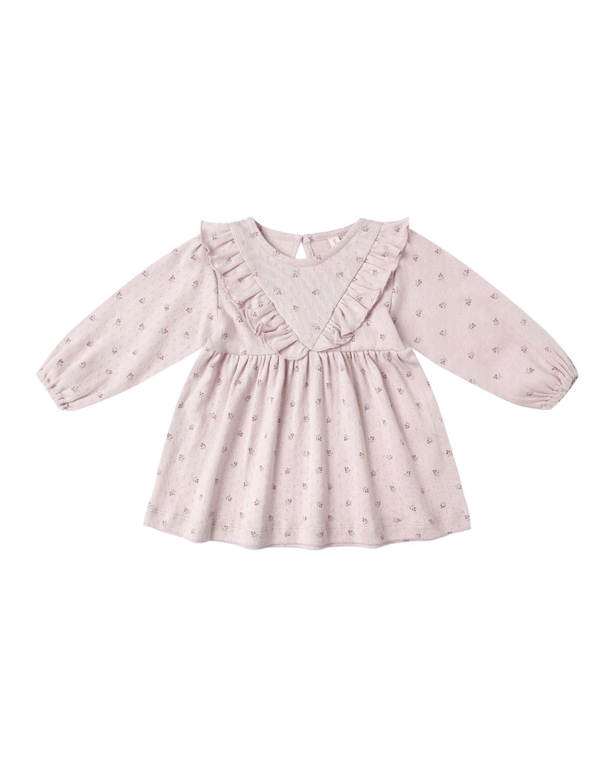 Long Sleeve Ruffle V Dress- Lilac Ditsy