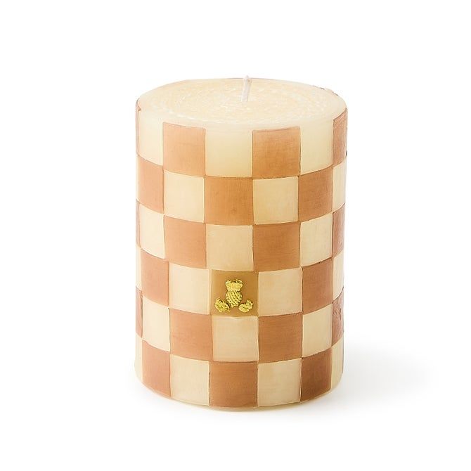 Mocha Check 4&quot; Pillar Candle