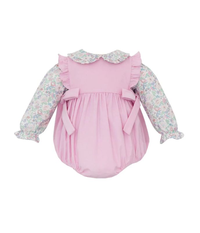 Pink Corduroy Girl&#39;s Short Bubble w/ Liberty Floral Blouse