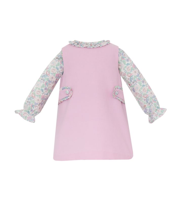 Pink Corduroy Jumper w/ Pink Liberty Floral Blouse