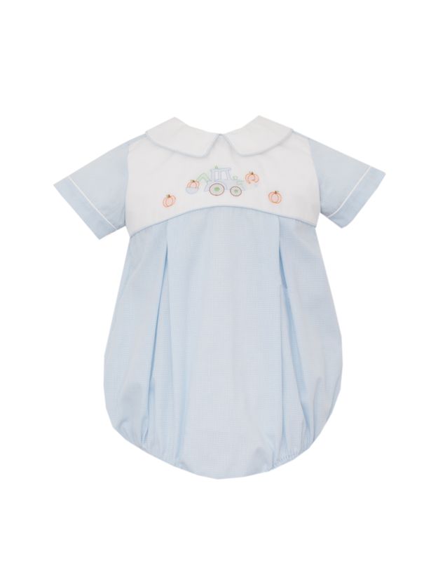 Pumpkin Light Blue Gingham Boy&#39;s Short Bubble