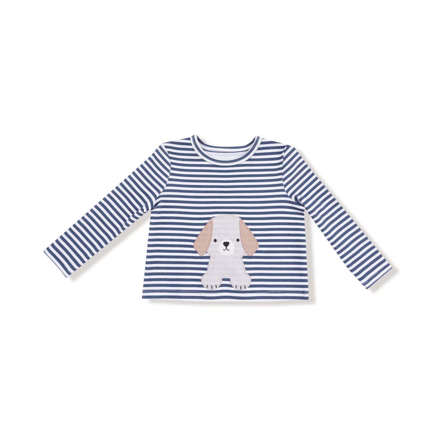 Navy Stripe w/ Puppy Long Sleeve Top