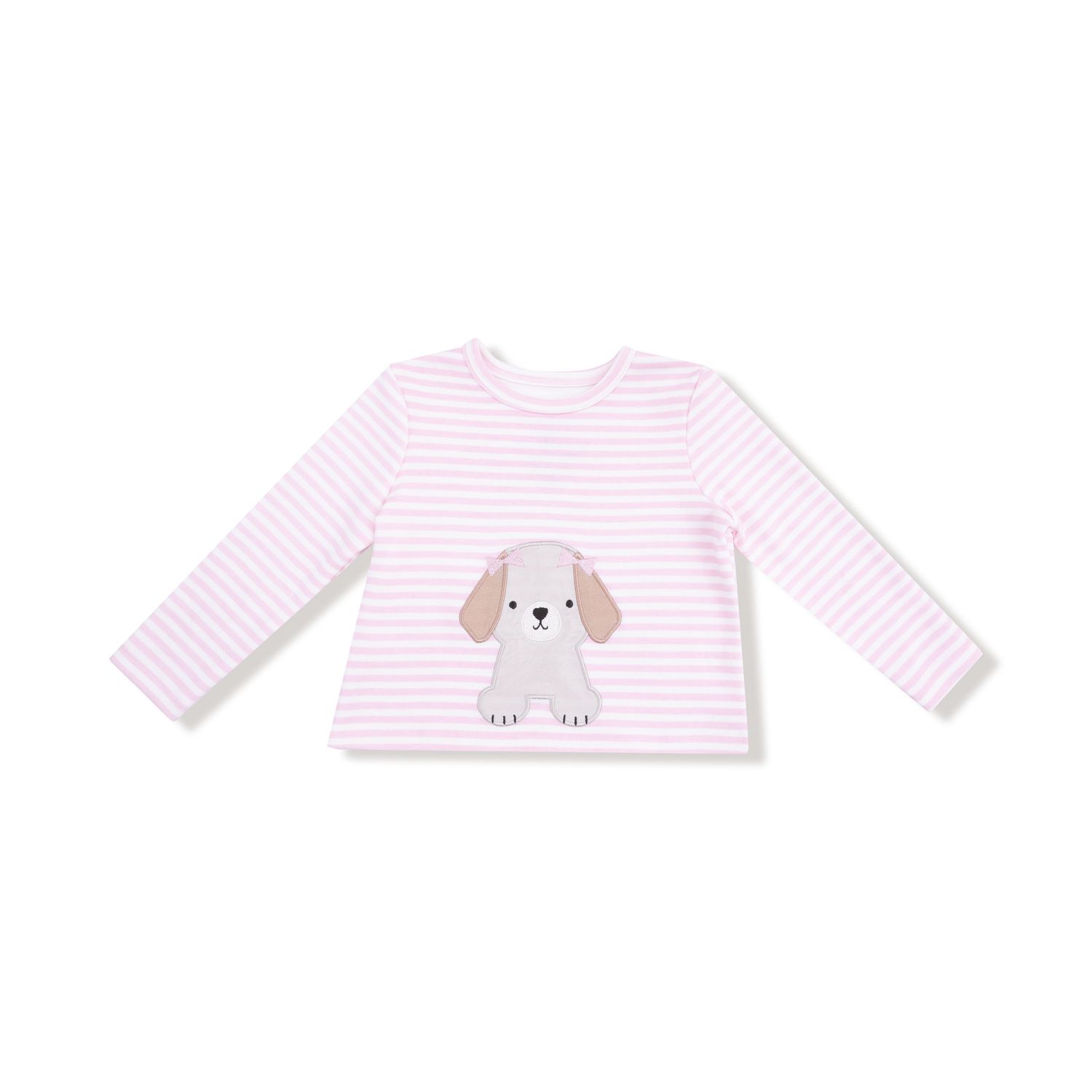 Pink Stripe w/ Puppy Long Sleeve Top