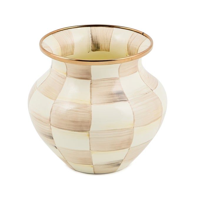 Mocha Check Enamel Vase