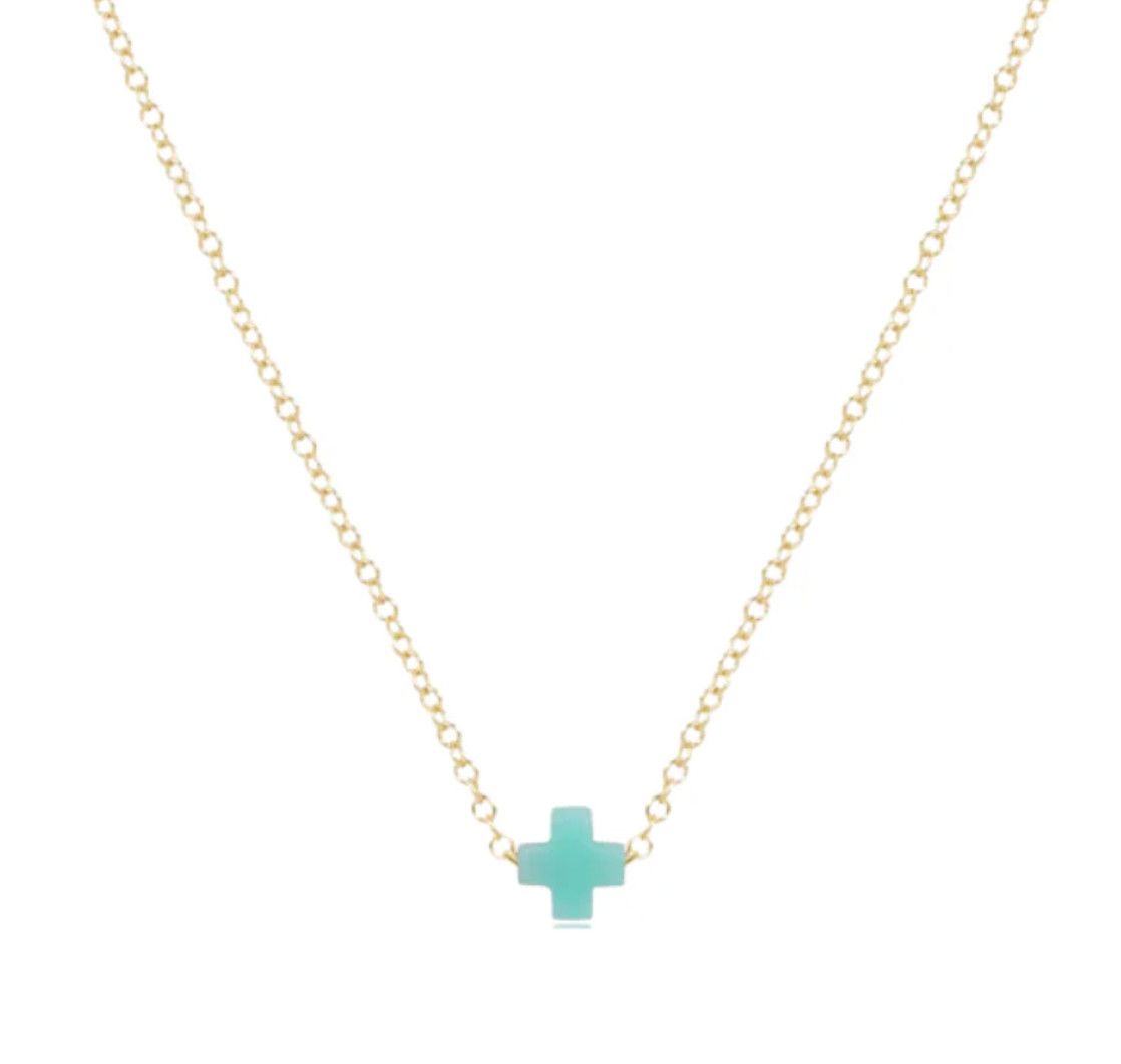 E Girl 14&quot; Necklace Gold Signature Cross- Mint