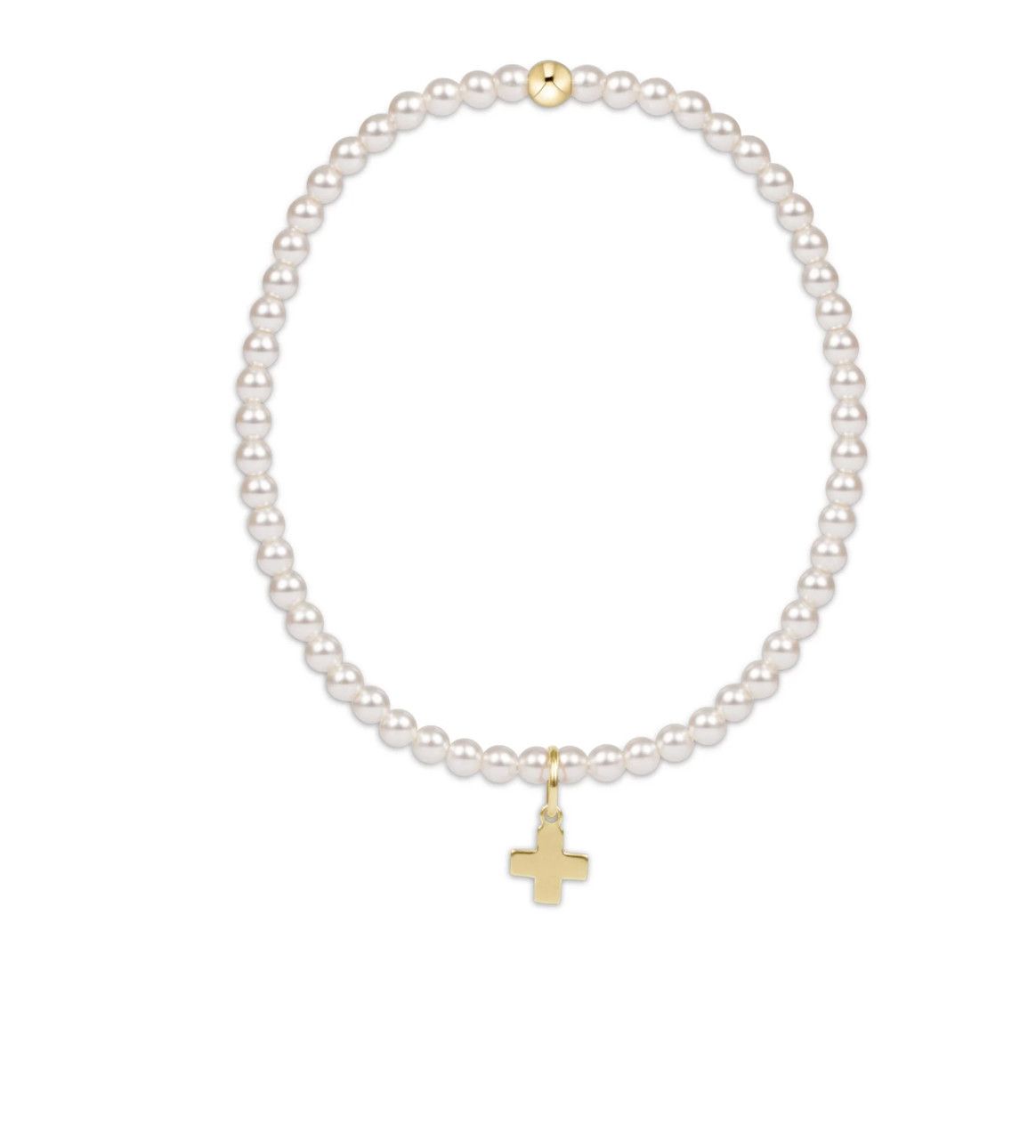egirl Classic Pearl 3mm Bead Bracelet- Signature Cross
