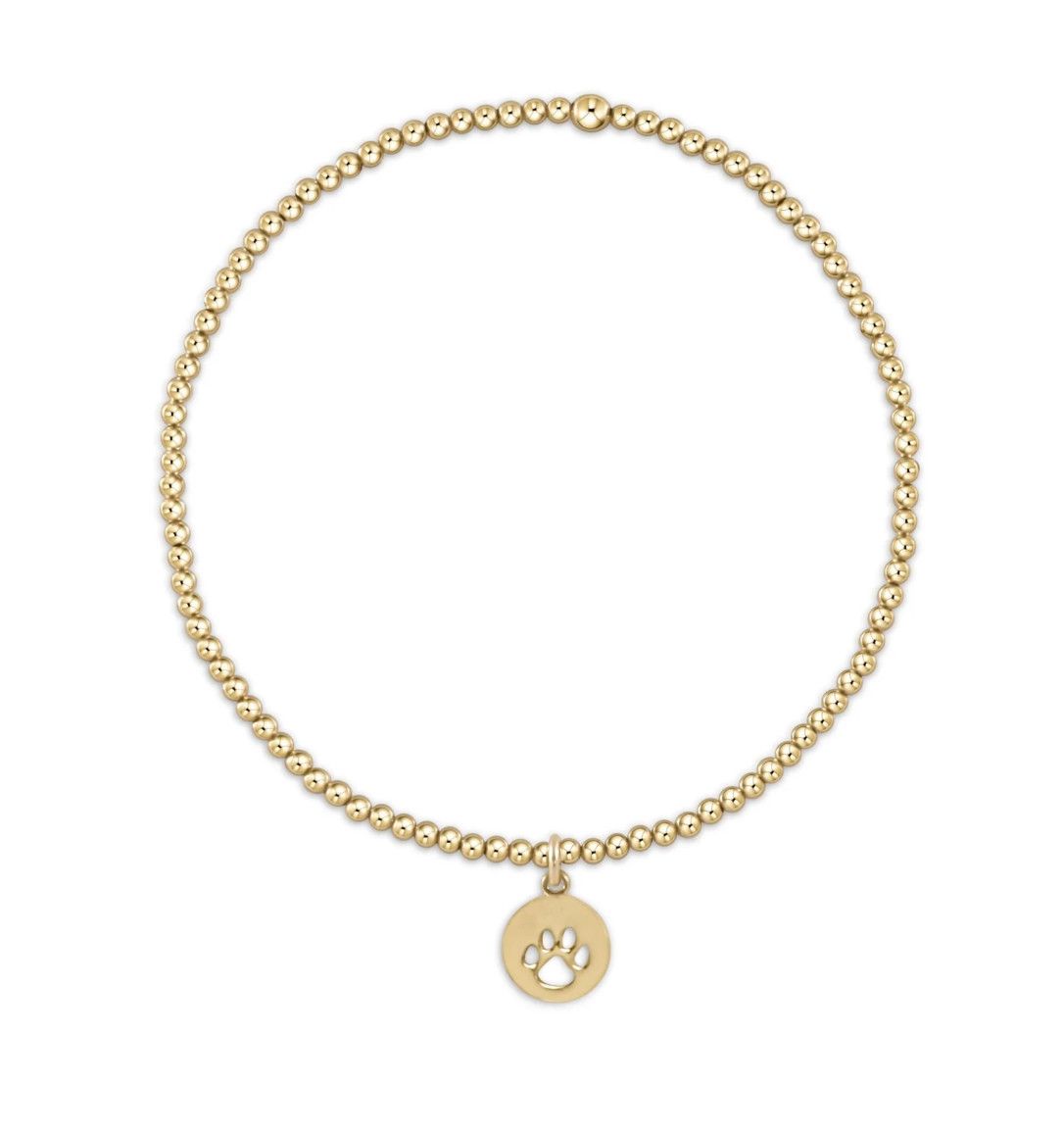 Egirl Gold 2MM Bead Bracelet- Paw Print Disc