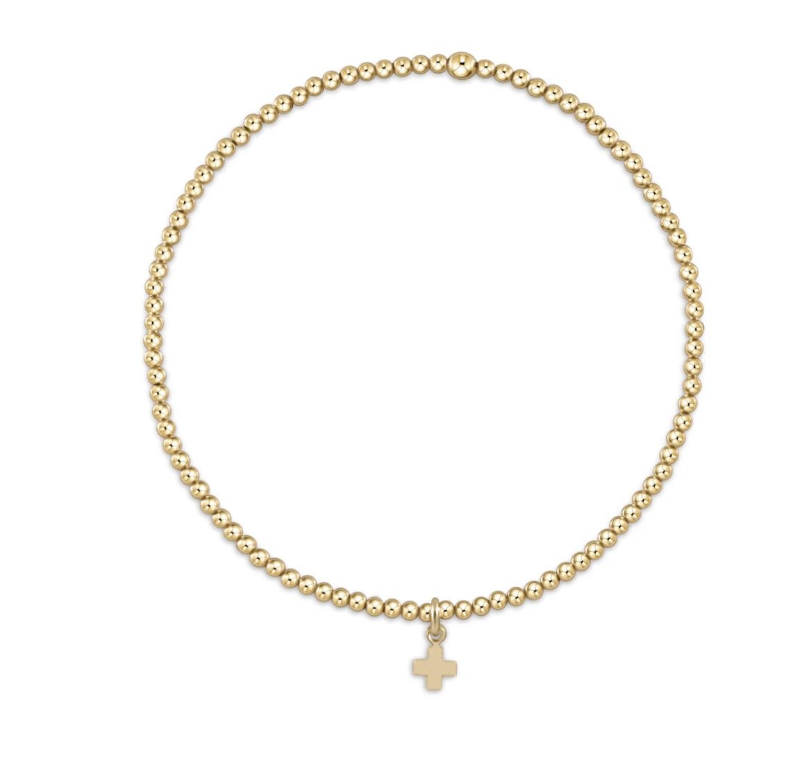 egirl Classic Gold 2mm Bead Bracelet- Signature Cross