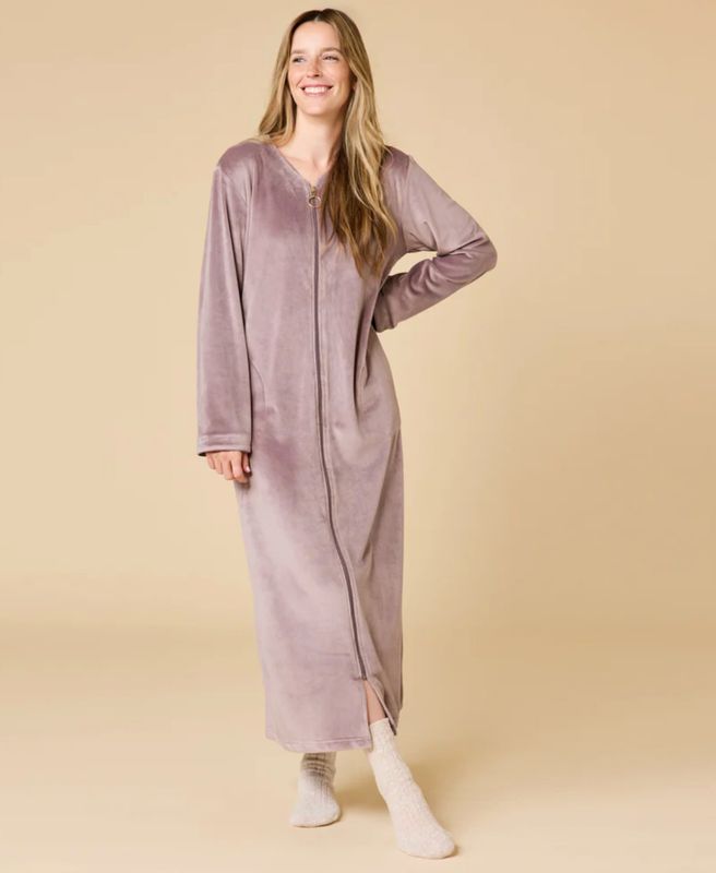 Serenity Shear Mink Zip Robe Driftwood