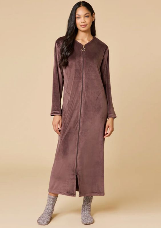 Serenity Shear Mink Zip Robe Espresso