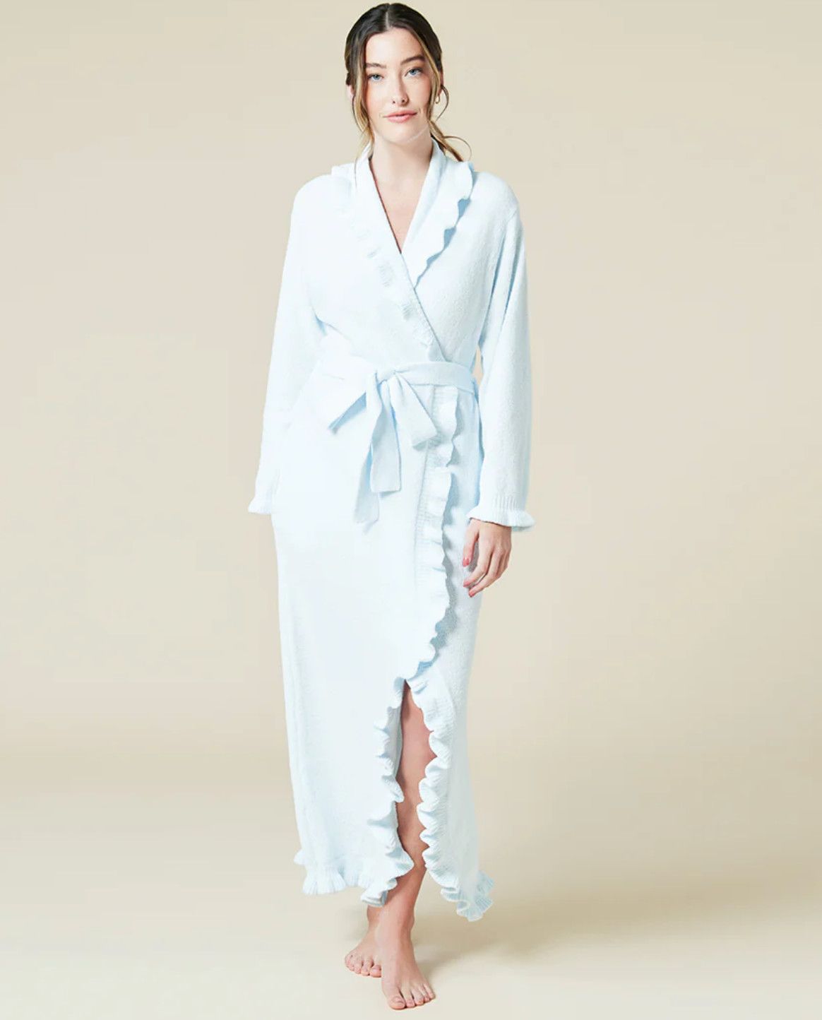 Ruffle Chenille Robe Light Blue