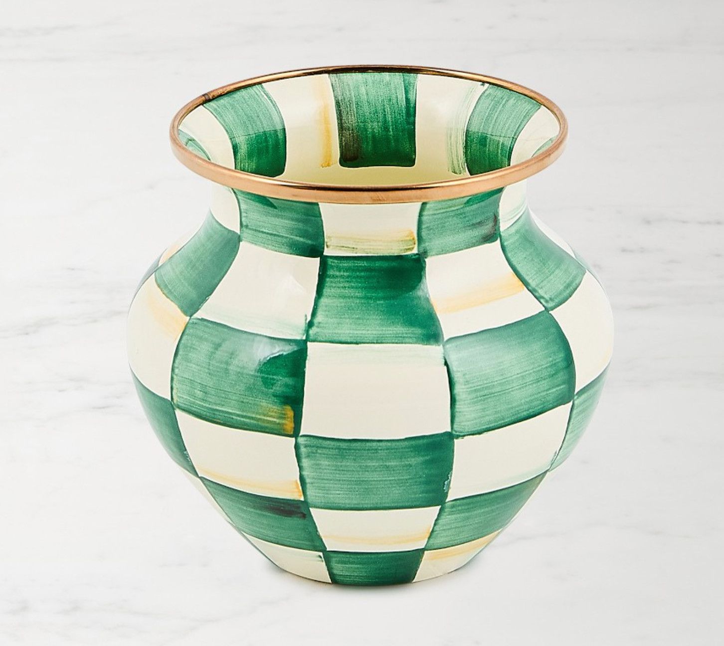 Emerald Check Enamel Vase