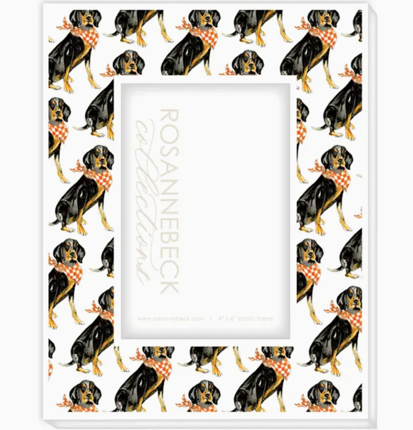 White Coonhound Bandana 4x6 Frame