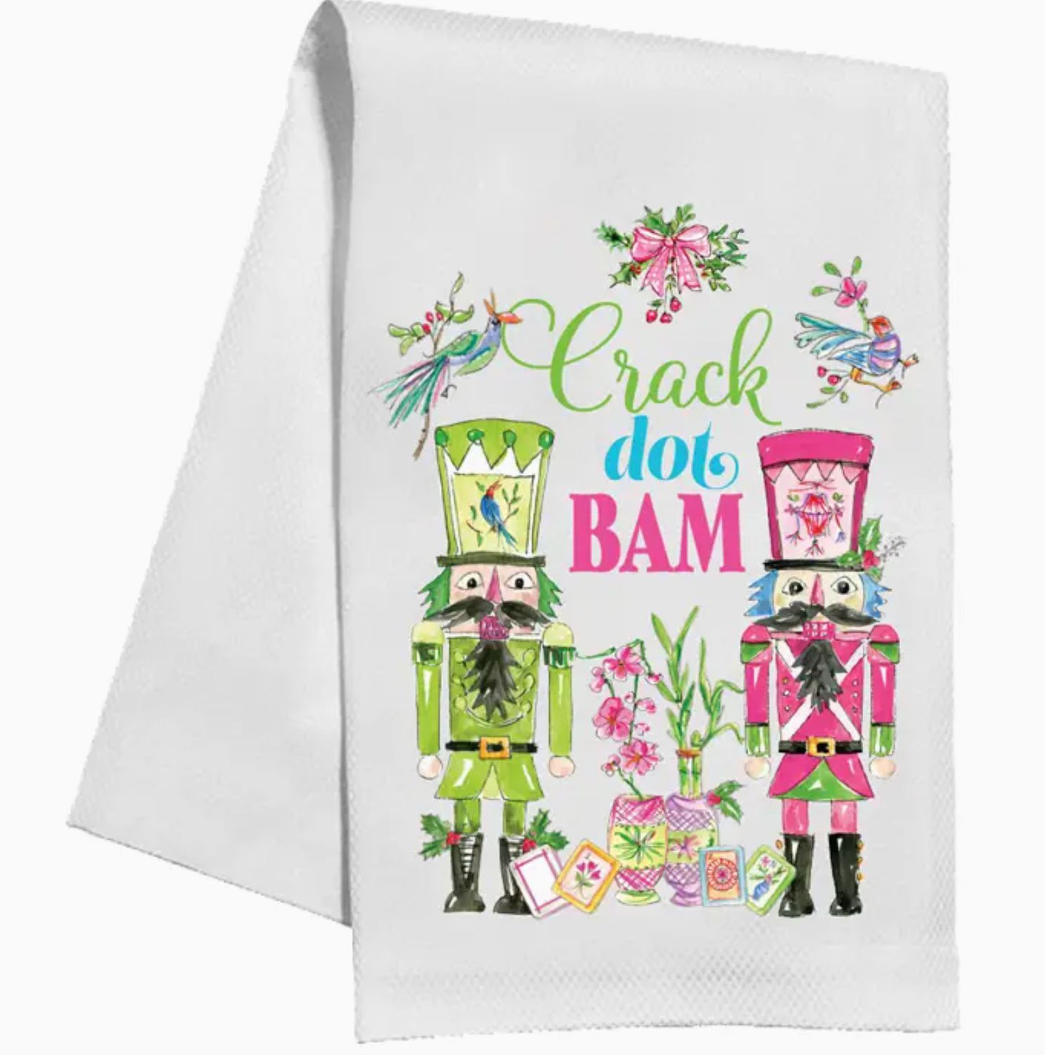 Crack Dot Bam Nutcrackers Mahjong Kitchen Towel