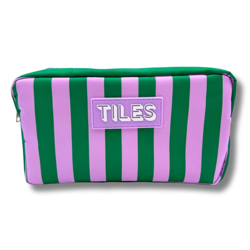 Mahjong Tile Bag- Green &amp; Purple Stripes