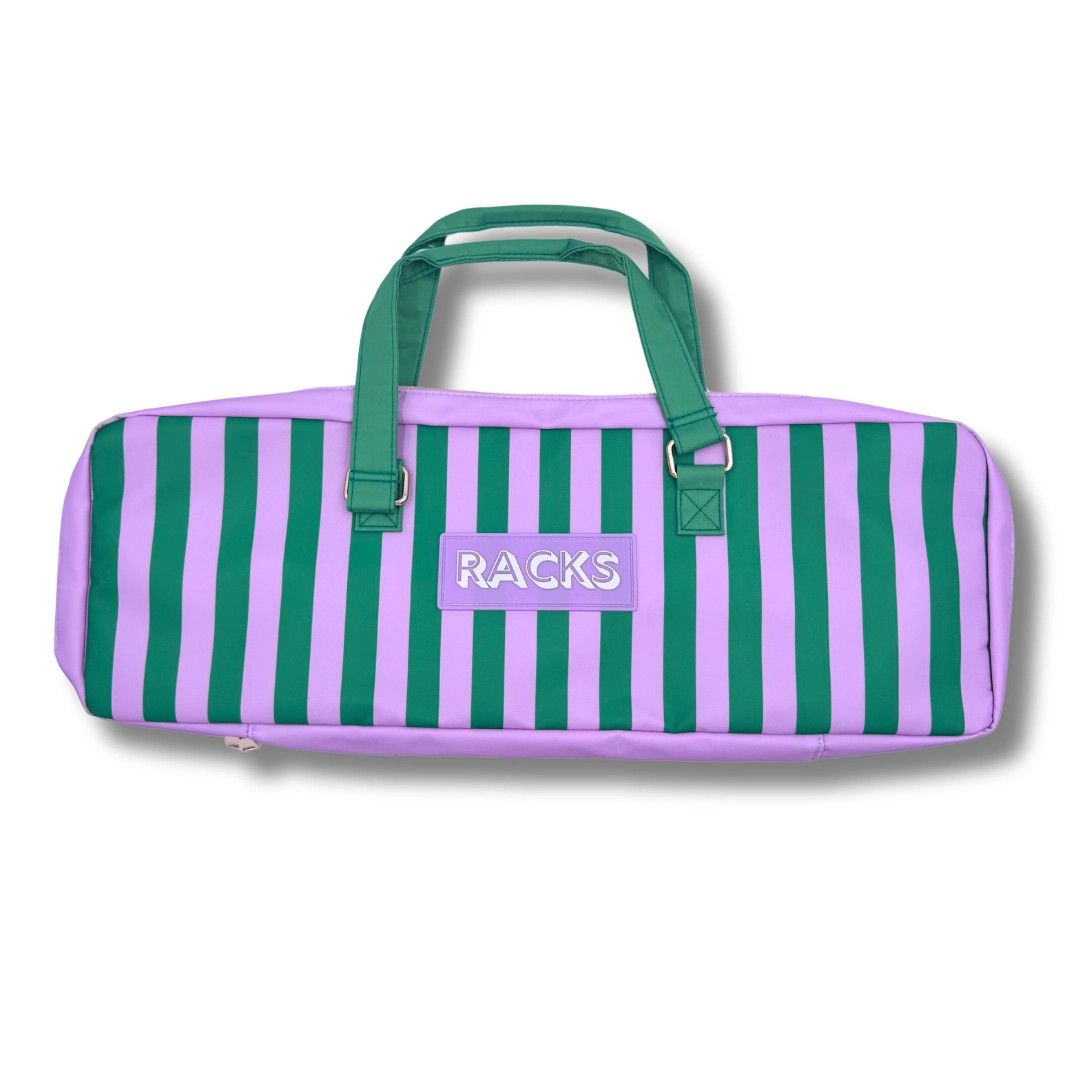 Mahjong Rack + Folded Mat Bag- Purple &amp; Green Stripes