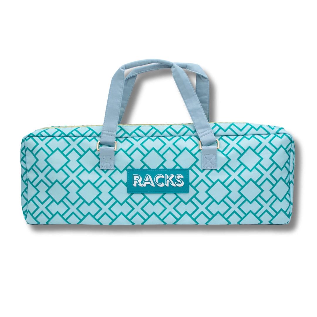 Mahjong Rack + Folded Mat Bag- Green Geometric