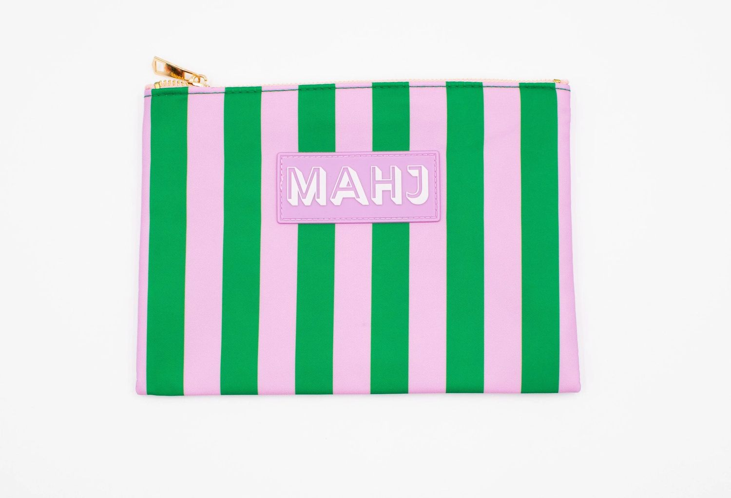 Mahjong Card &amp; Accessory Bag- Green &amp; Purple Stripes