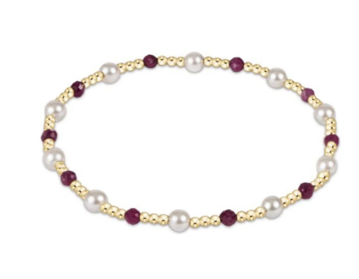 Pearl Sincerity Pattern 4mm Bead Bracelet- Ruby