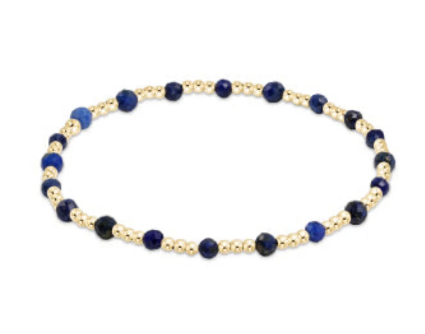 Gold Sincerity Pattern 3mm Bead Bracelet- Lapis