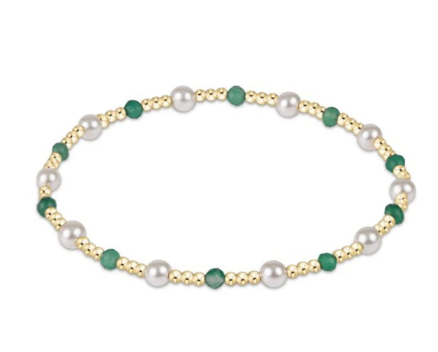 Pearl Sincerity Pattern 4mm Bead Bracelet- Green Onyx