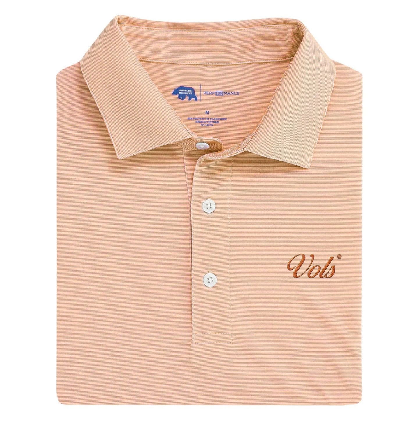 Vols Vintage Script Hairline Stripe Performance Polo