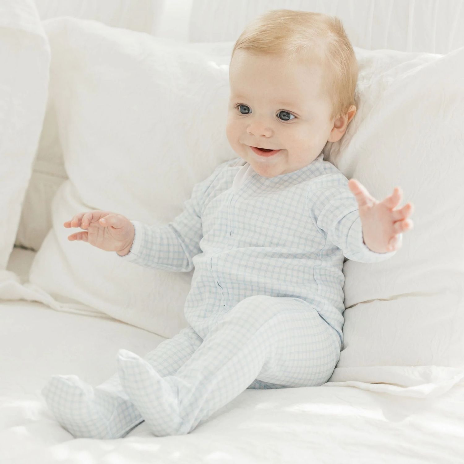 Peek-a-Boo Wishes Zip Footie- Light Blue