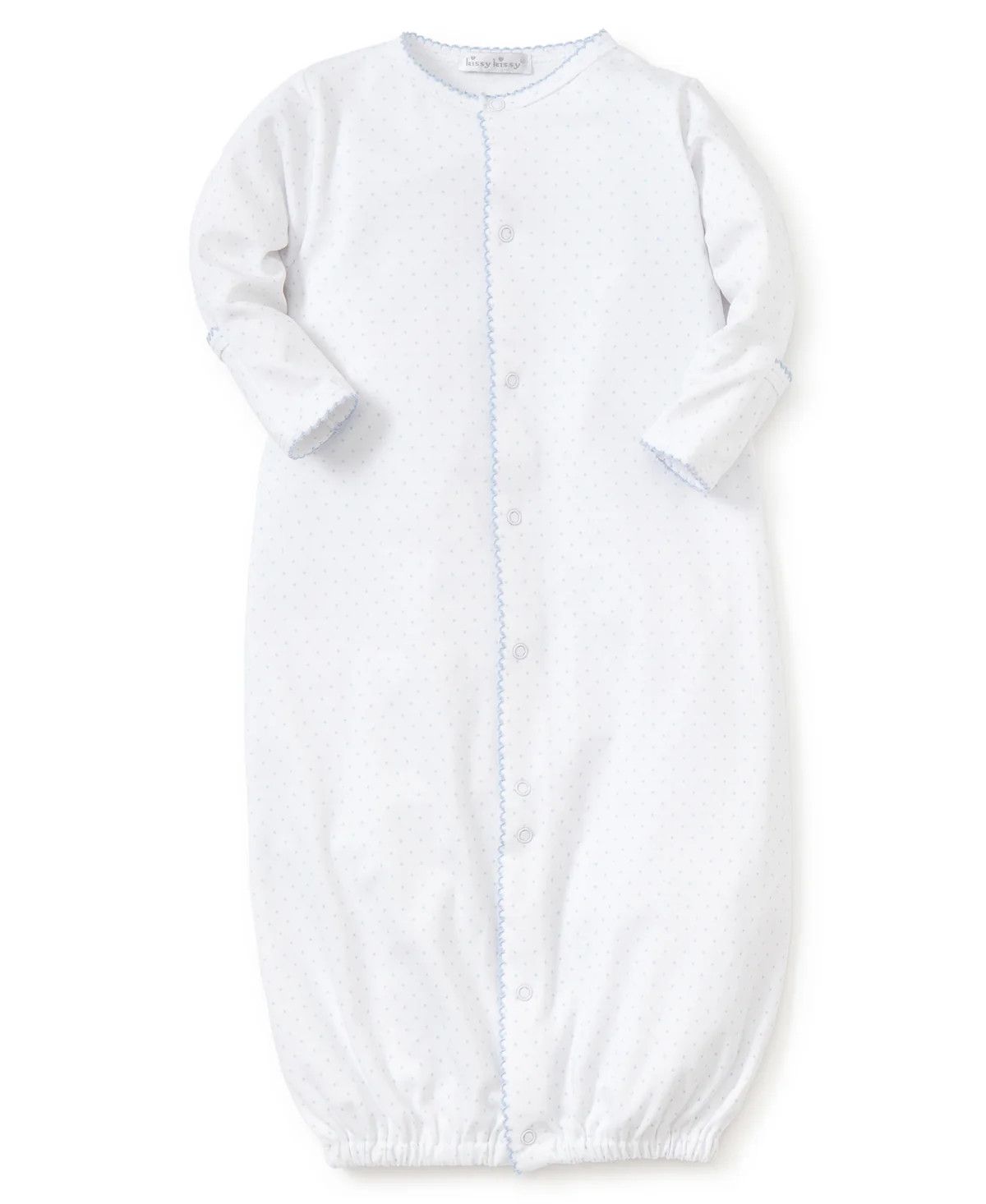 White/Blue Kissy Dots Print Converter Gown