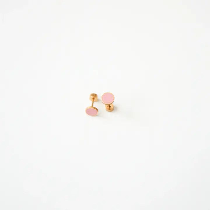 Pink Smiley Stud Earring