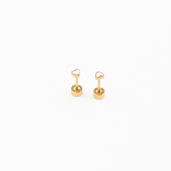 Mini Heart Gold Stud Earring