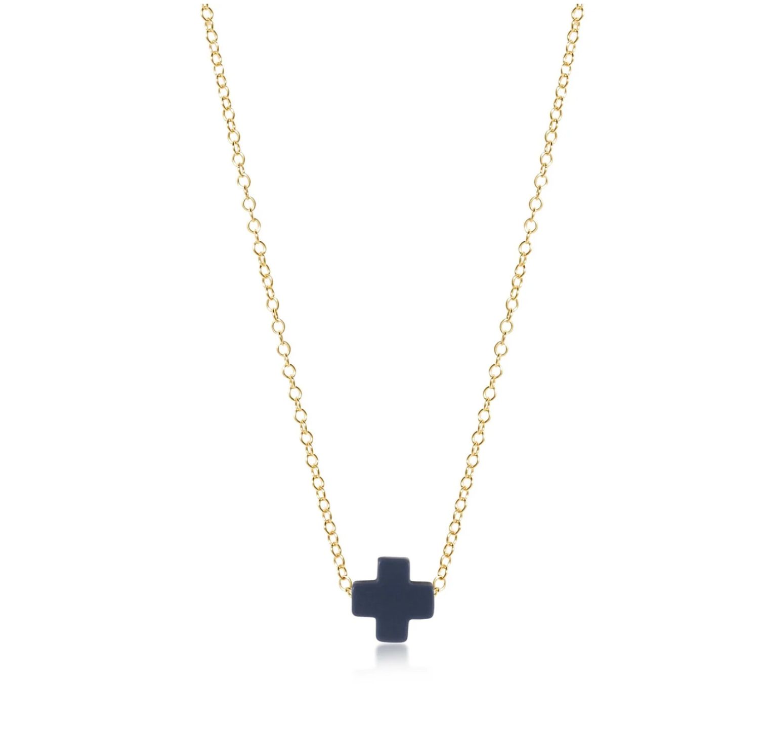 16&quot; Necklace Gold - Signature Cross Navy