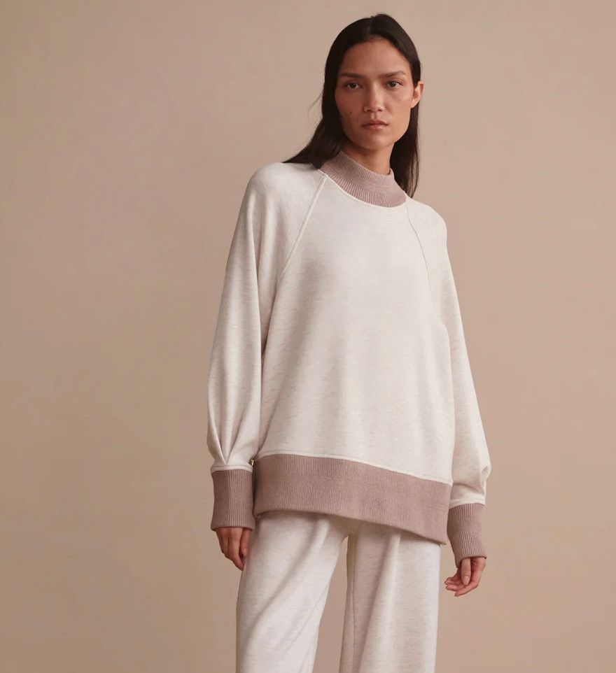 Loxley Raglan Boyfriend Sweat- Ivory Marl/Taupe