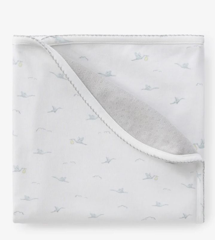 EB Stork Embroidered Reversible Blanket 30x40