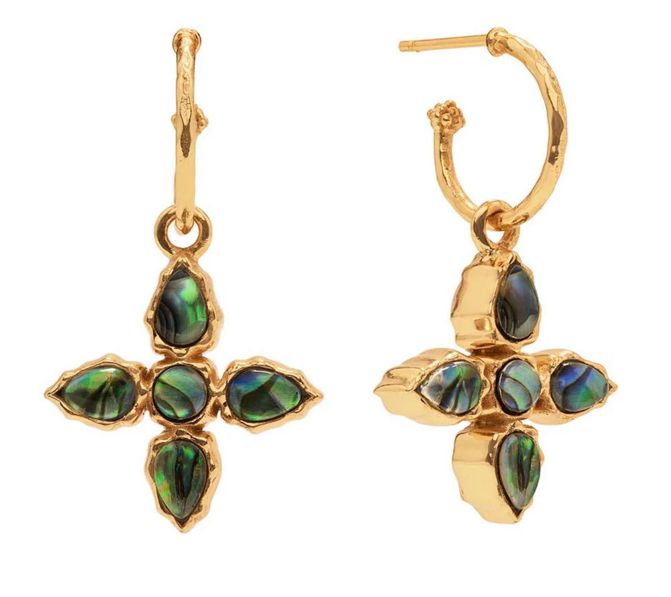 Aurora Hoop Earrings Double Sided Charm - Abalone/MOP