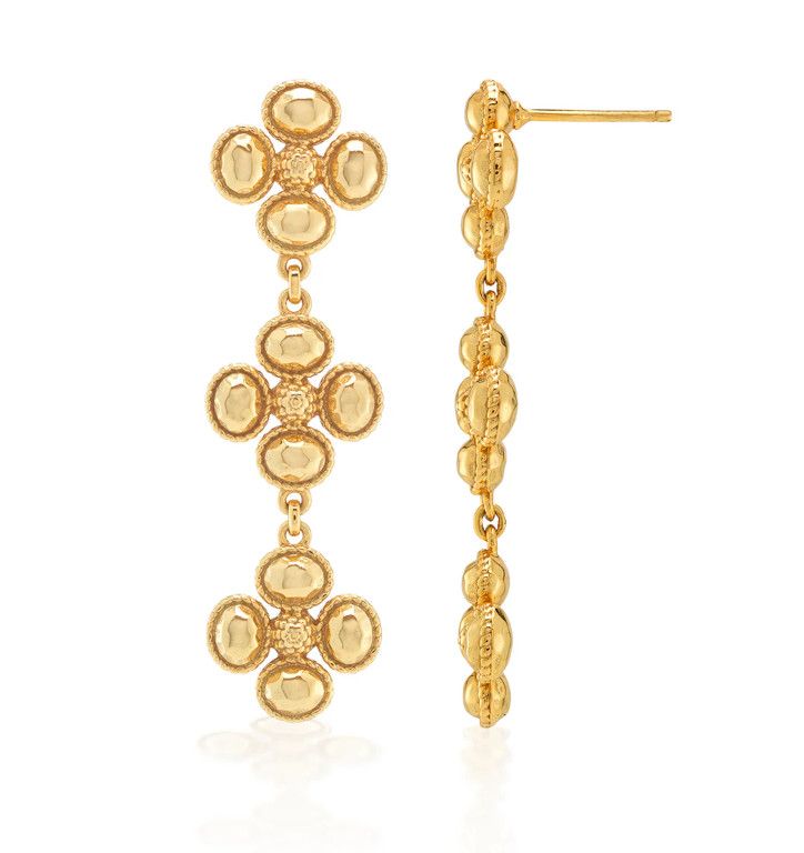 Berry Clover Linear Earrings - Gold