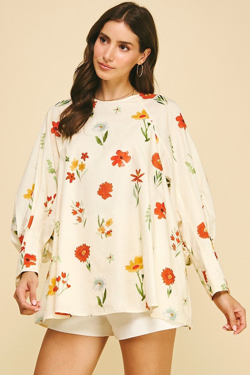 Floral Print Blouse - Cream