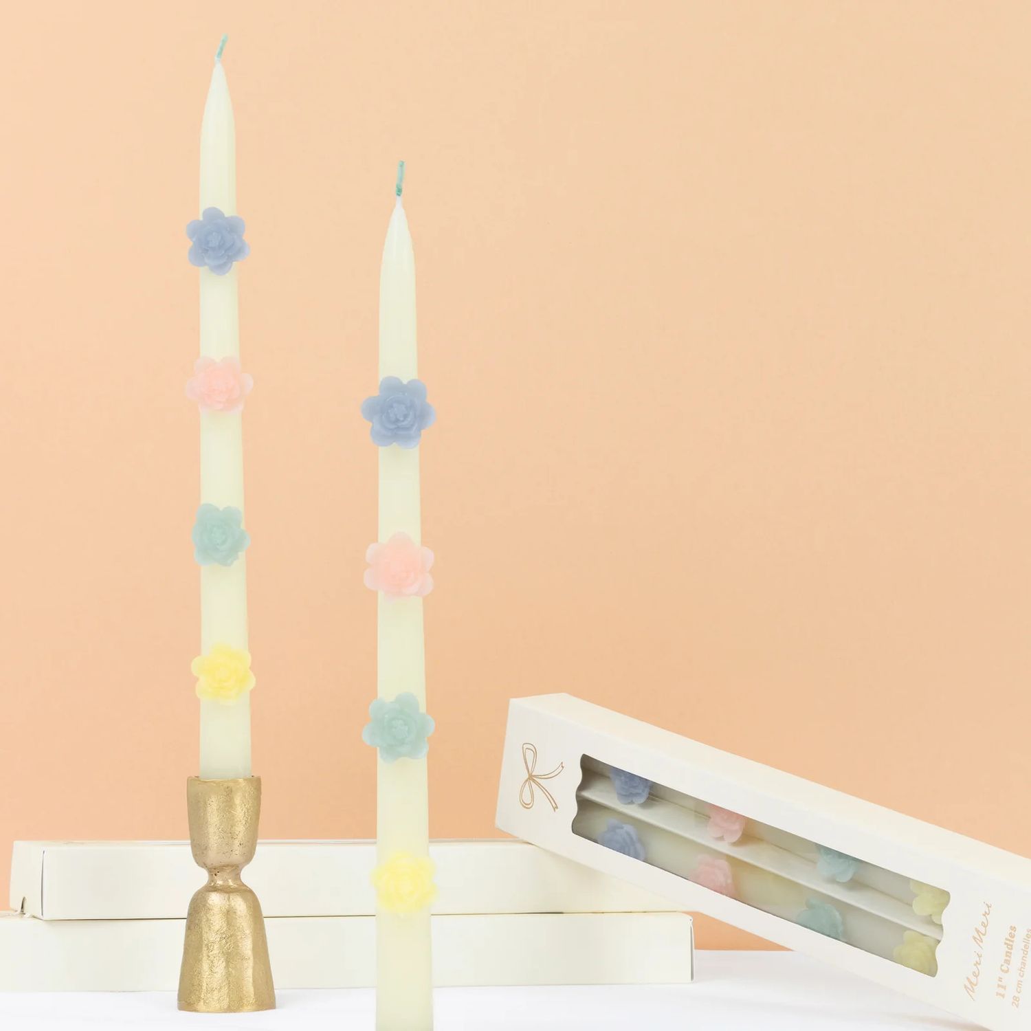 Pastel Flower Taper Candles