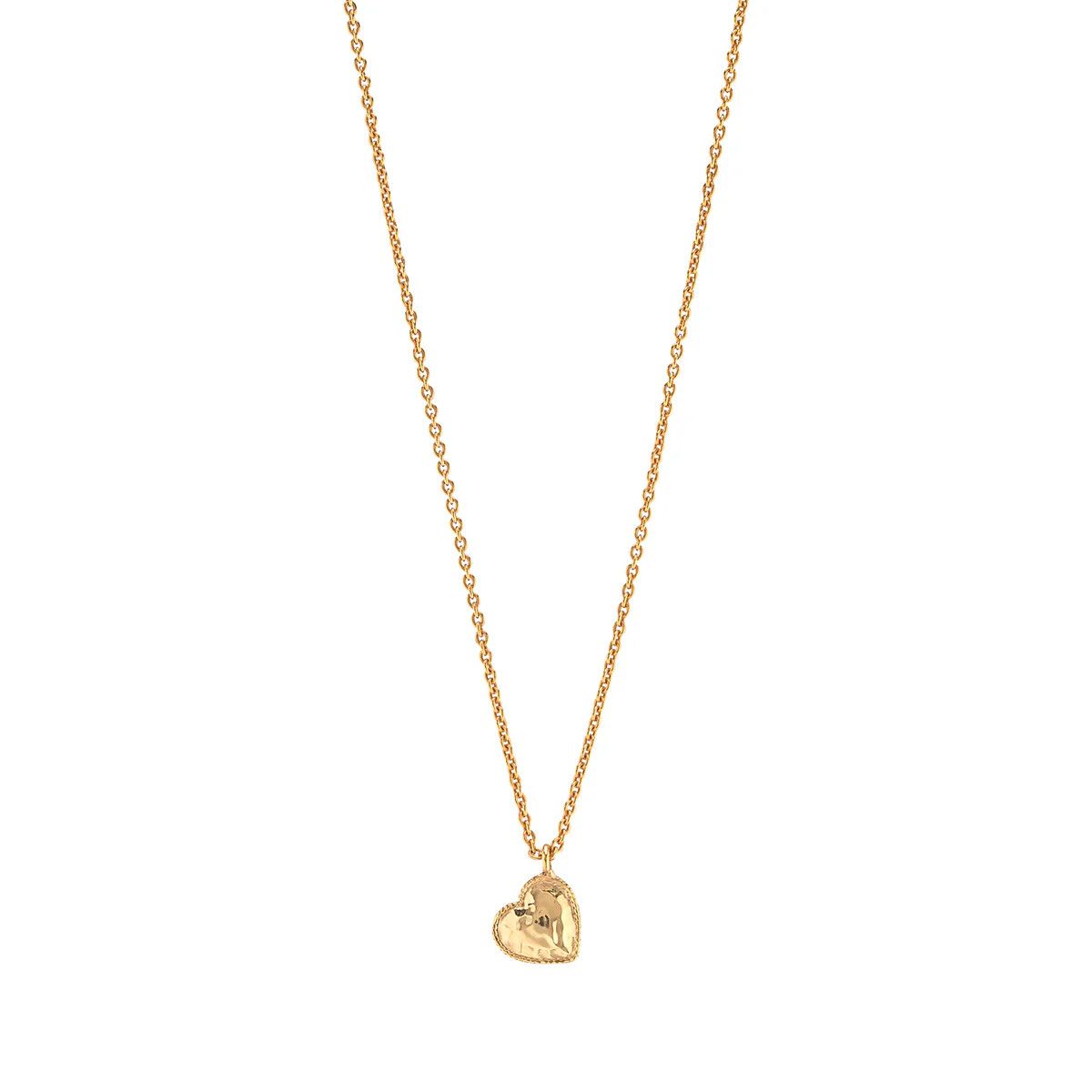 Love Heart Charm Necklace, 16"+2" Gold