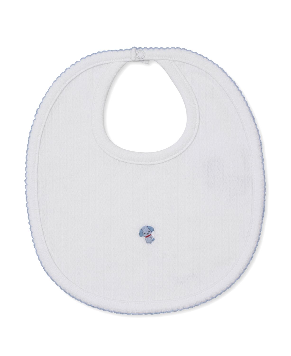 Bib Hand Emb Puppy Family Blue