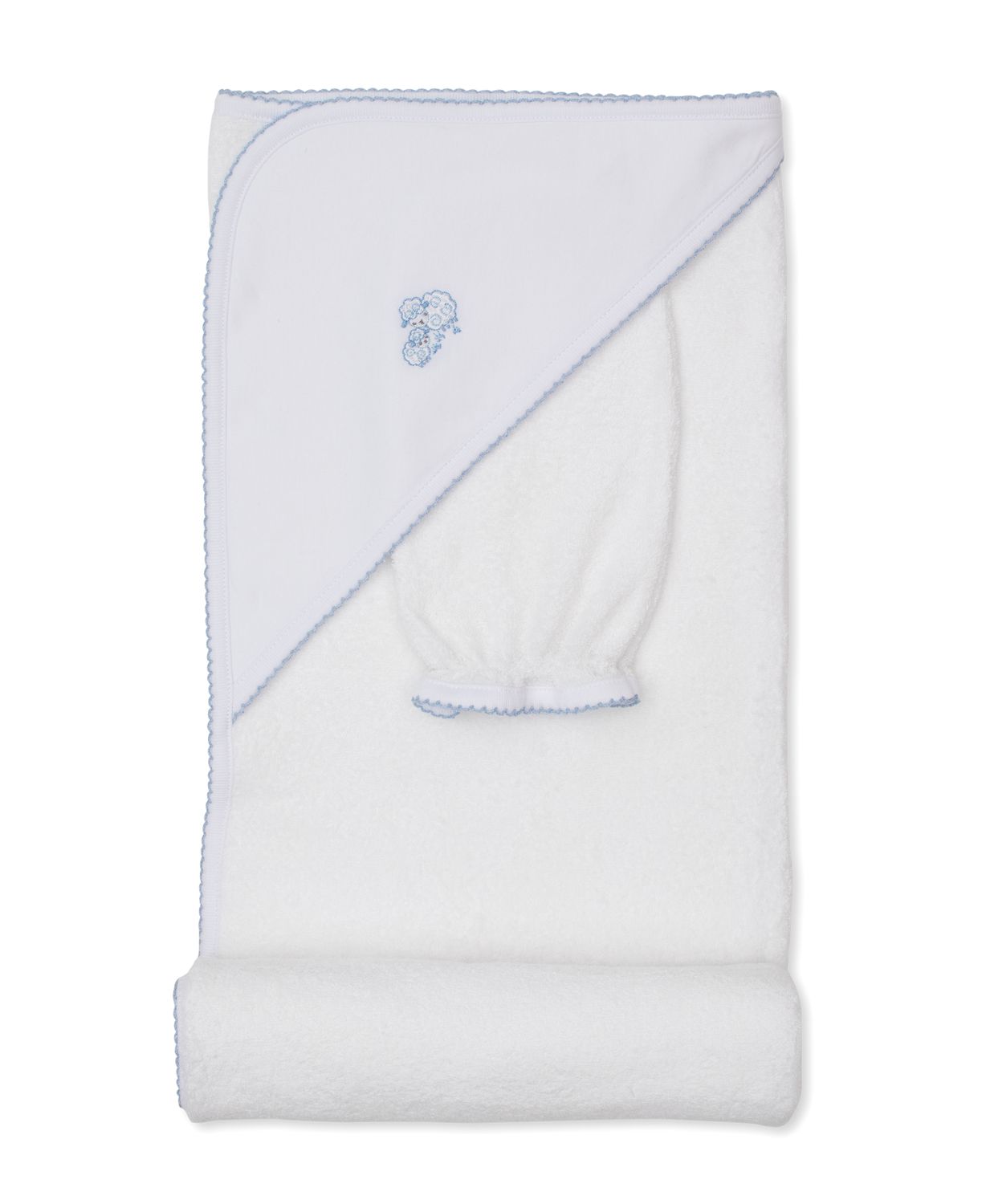 Sweet Sheep Hooded Towel &amp; Mitt Set Lt Blue