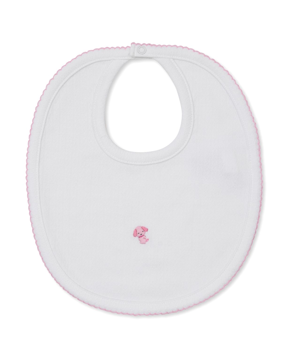 Bib Hand Emb Puppy Family Pink