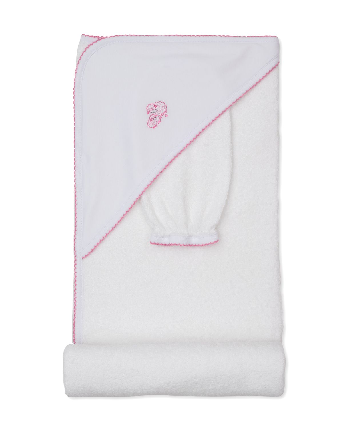 Sweet Sheep Hooded Towel &amp; Mitt Set Pink