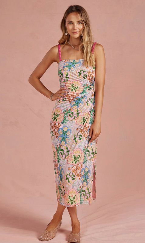 Garden Party Pleated Midi Dress
