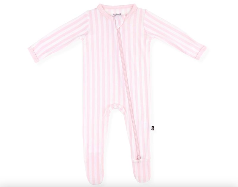 Kyte Zippered Footie Sakura Stripe