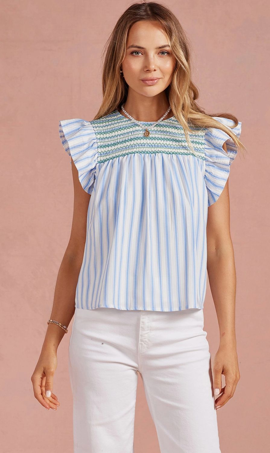 Stripe Smocked Top