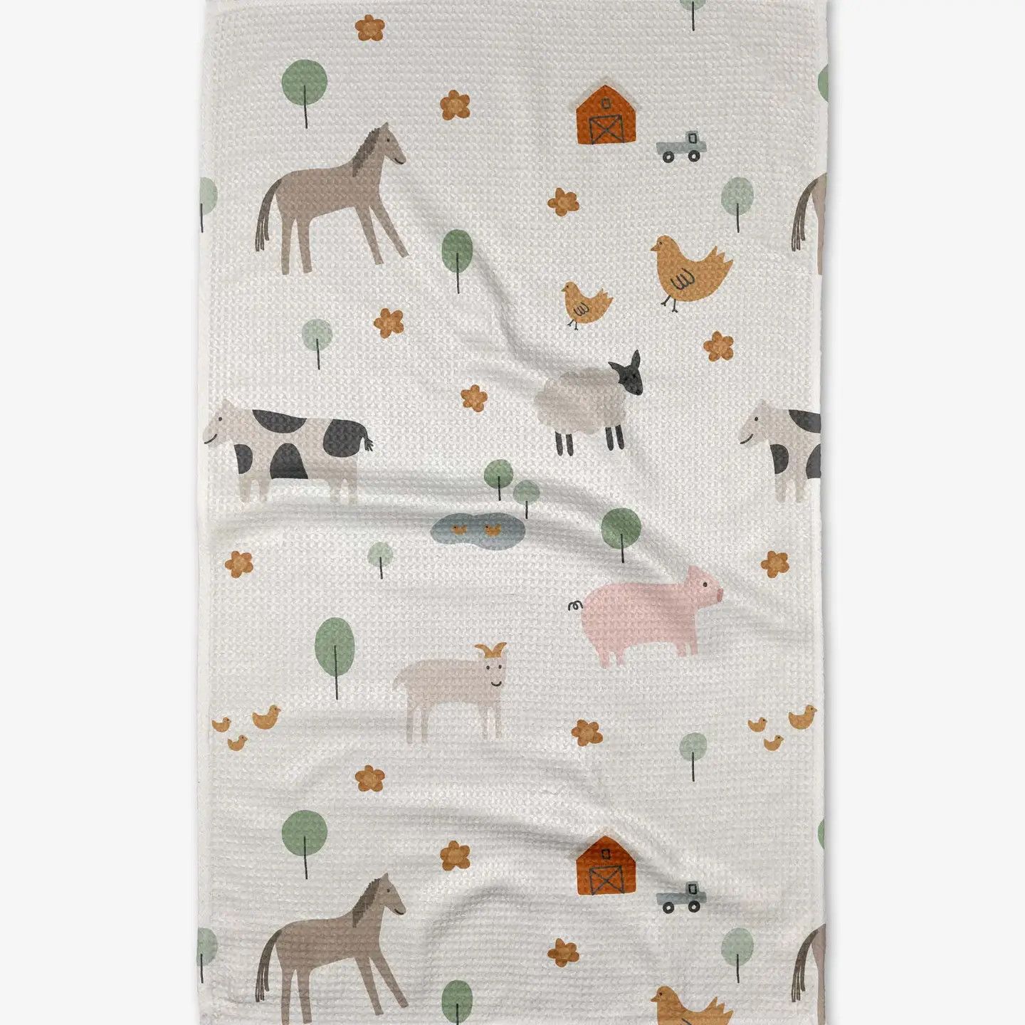 Light Farm Animals Tea Towel