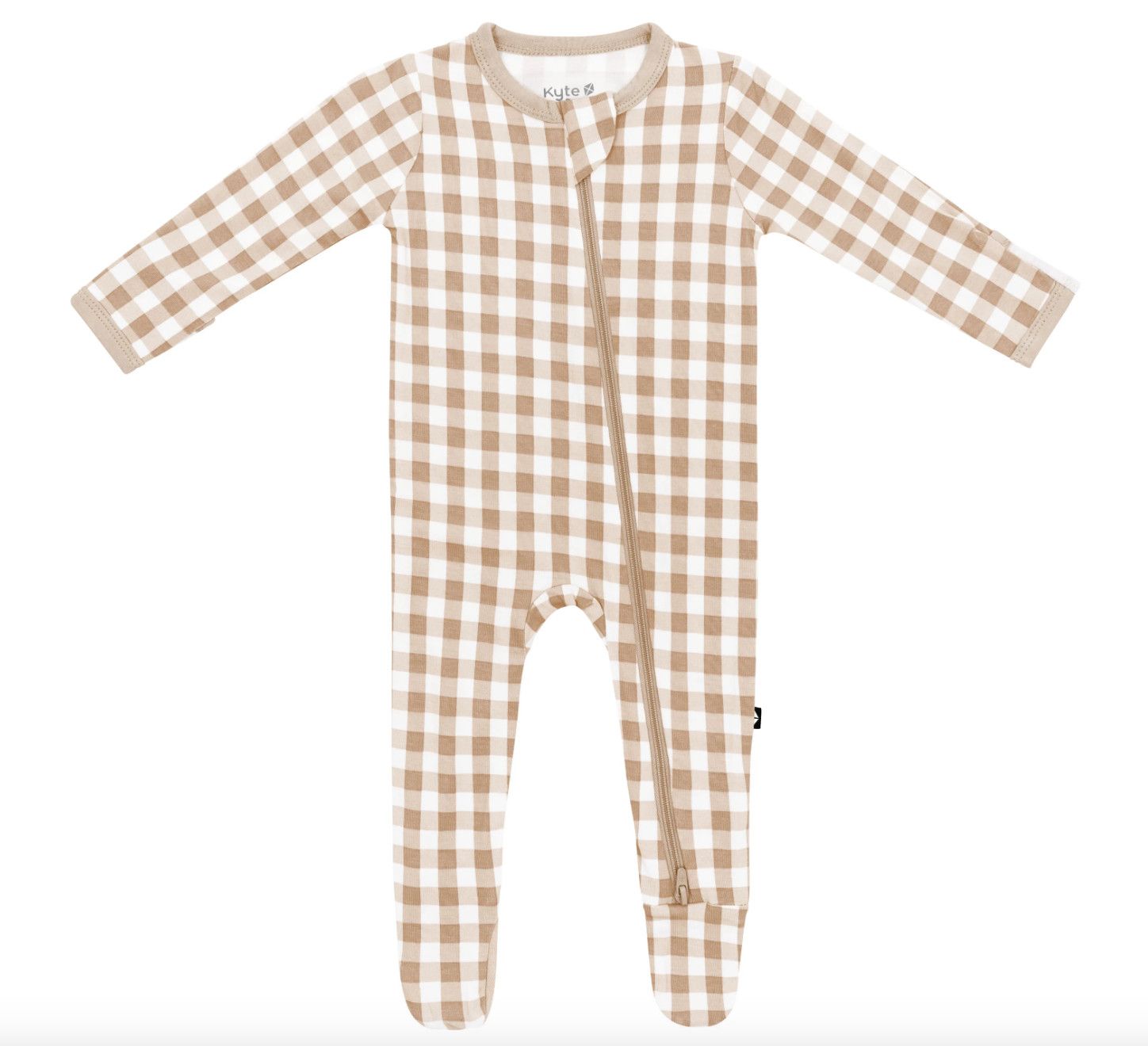 Zippered Footie- Gingham Bisque
