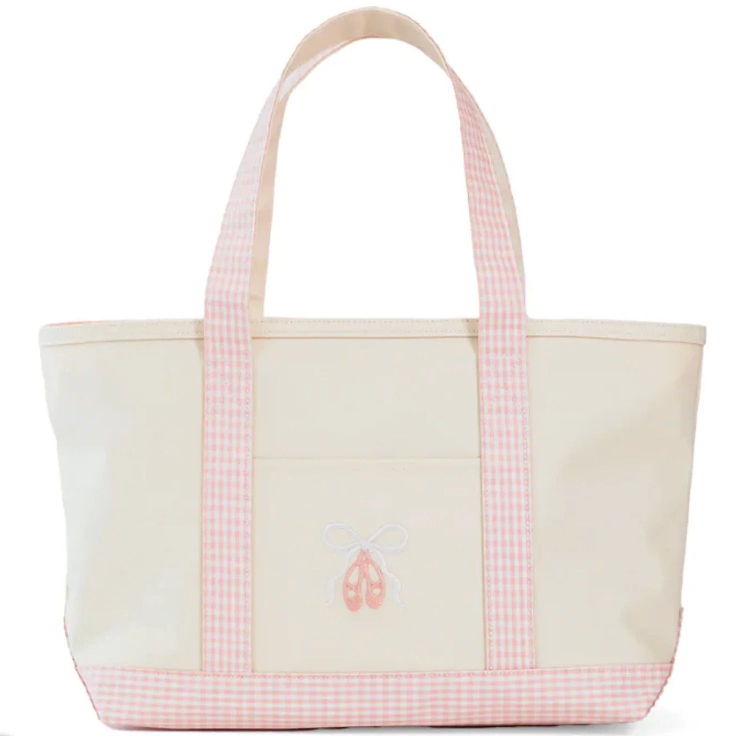 Medium Tote- Coated Canvas Natural with Ballet Taffy Trim
