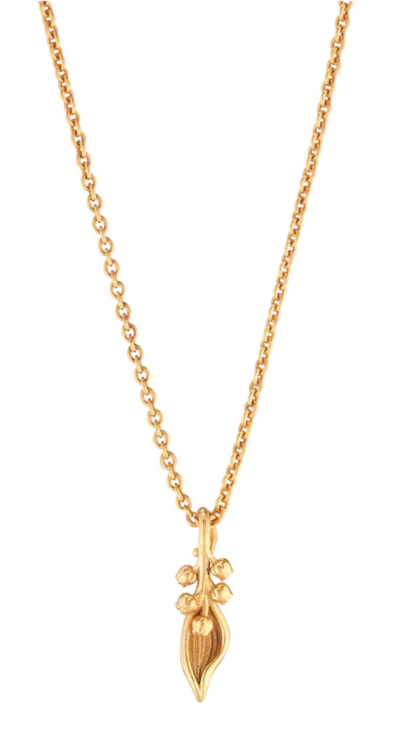 Meadow Lily Charm Necklace, 16"+2" - Gold