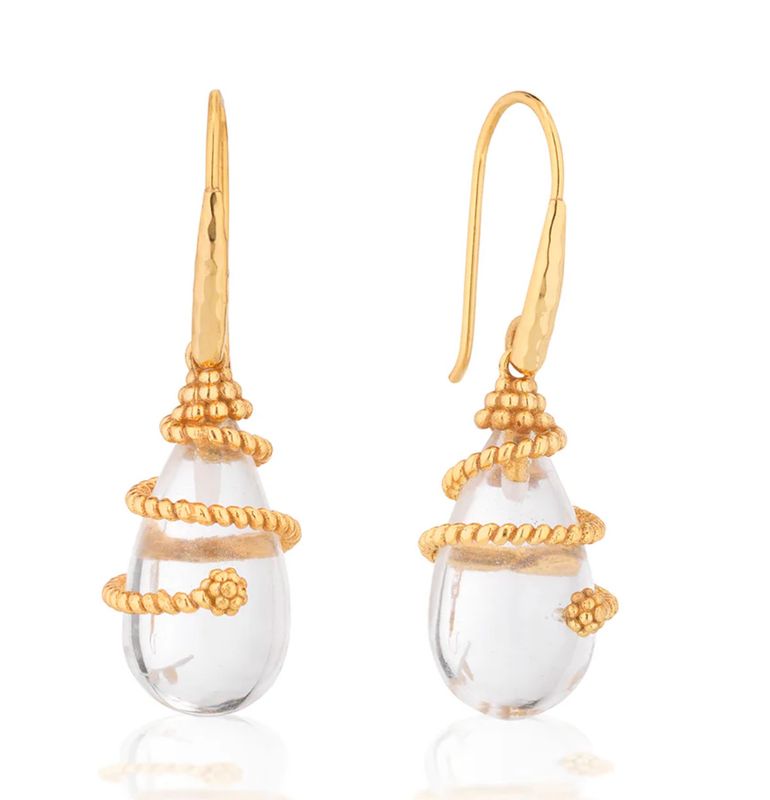 Lily Drop Earrings - Clear Quartz
